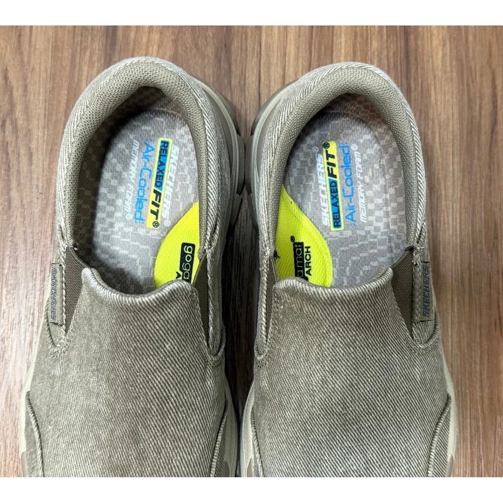 Skechers Relaxed Fit Respected Fallston Taupe Slip On Shoes (204387) Mens Sz 8